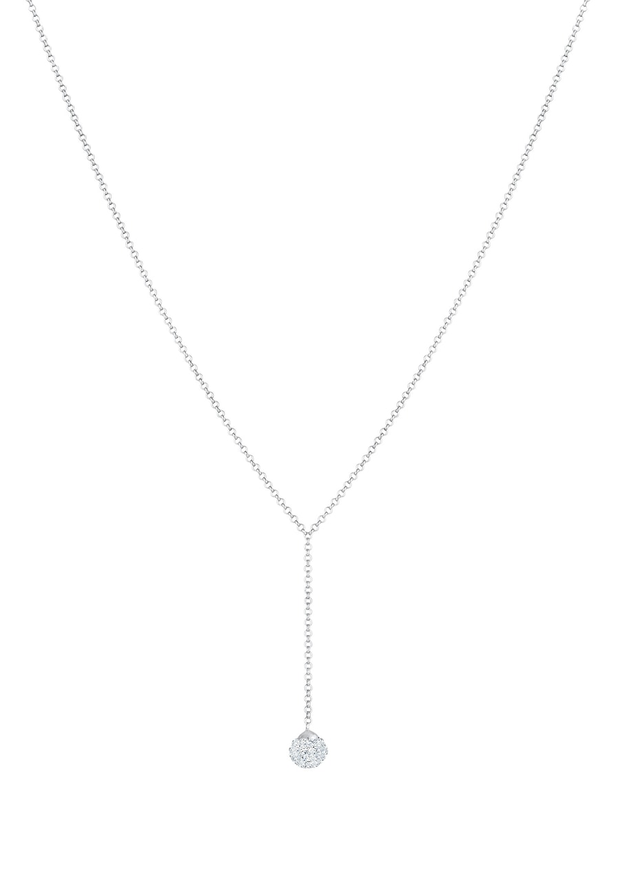 Elli Damski naszyjnik w kształcie litery Y z kryształkami ze srebra próby 925 Naszyjniki 1 ct