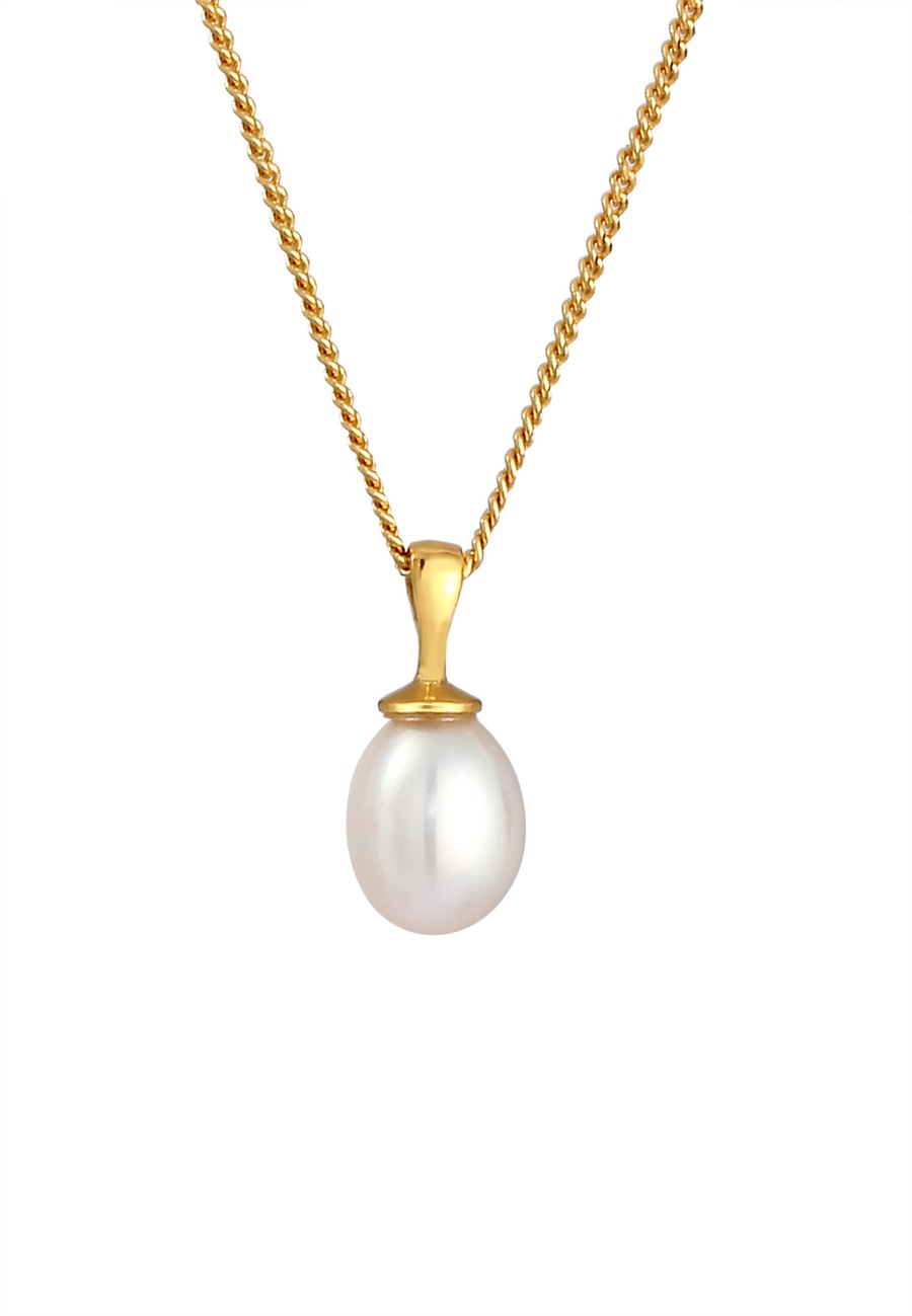 Elli Damski ponadczasowy filigranowy z perłą hodowlana słodkowodną w pozłacanym srebrze próby 925 Sterling Silver Naszyjniki 1 ct