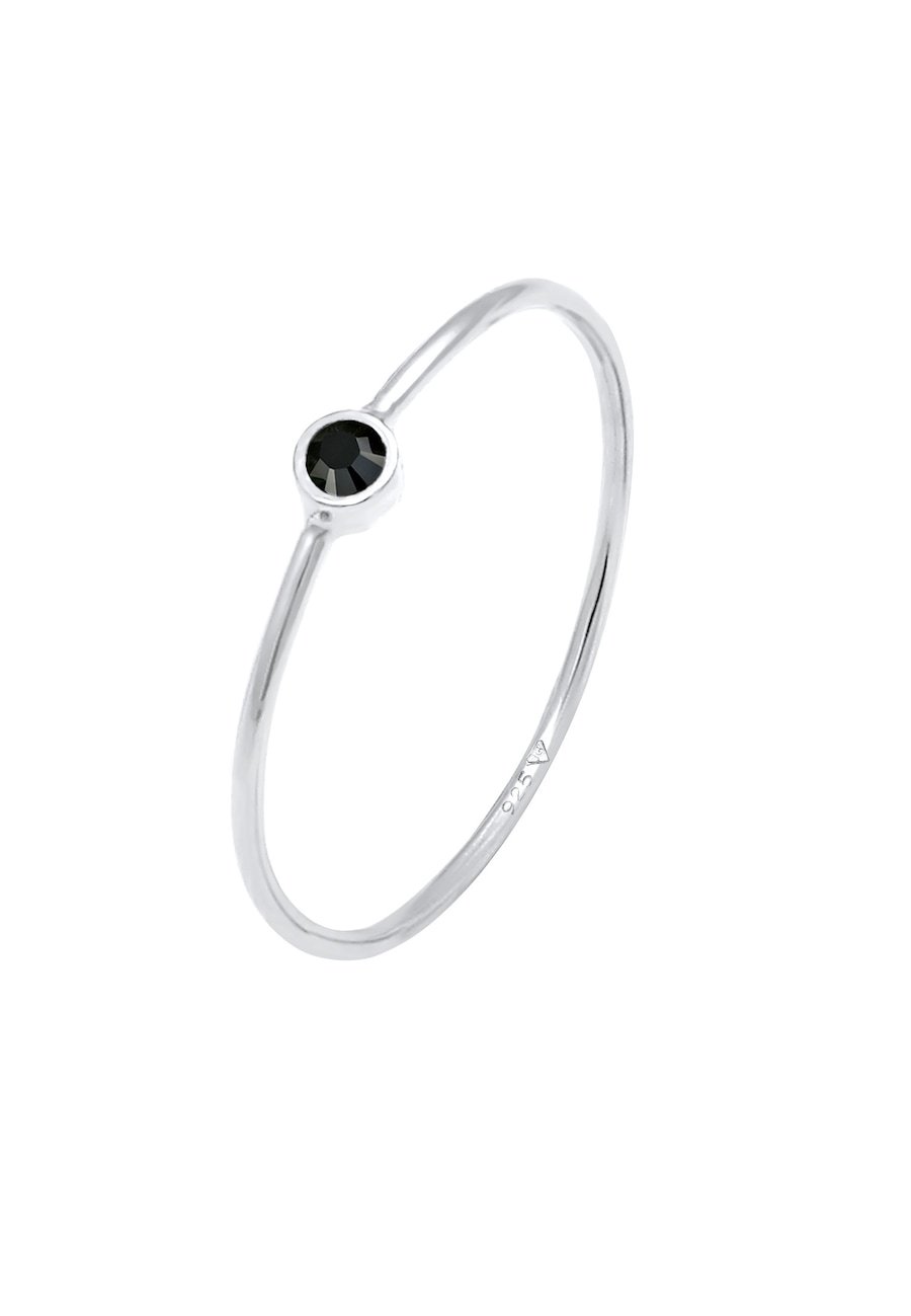 Elli Damski do łączenia minimalistyczny filigranowy z kryształami w srebrze 925 Sterling Silver Pierścionki 1 ct
