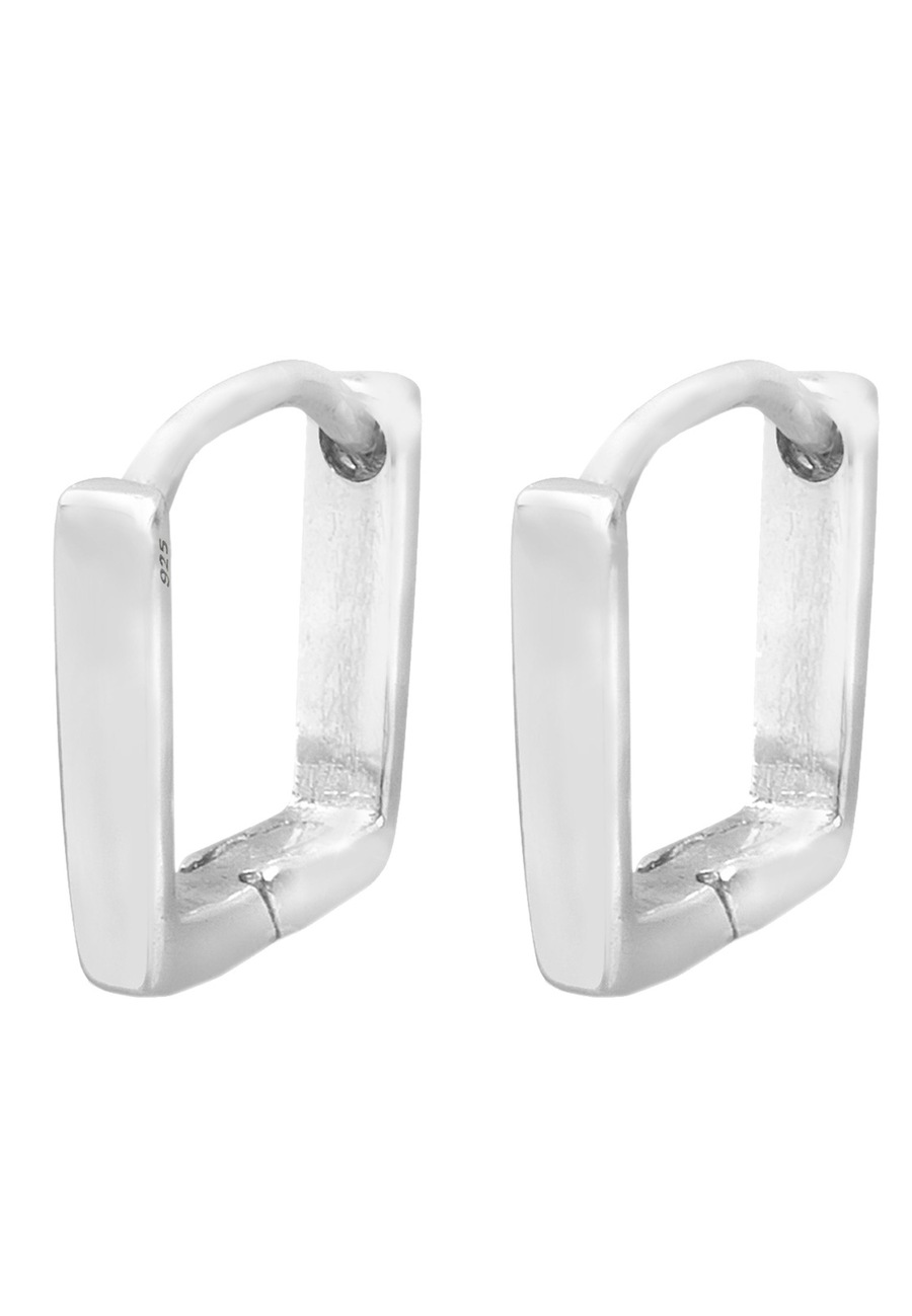 Elli Damskie kreole kwadratowe Trend w srebrze próby 925 Sterling Silver Kolczyki koła 1 ct