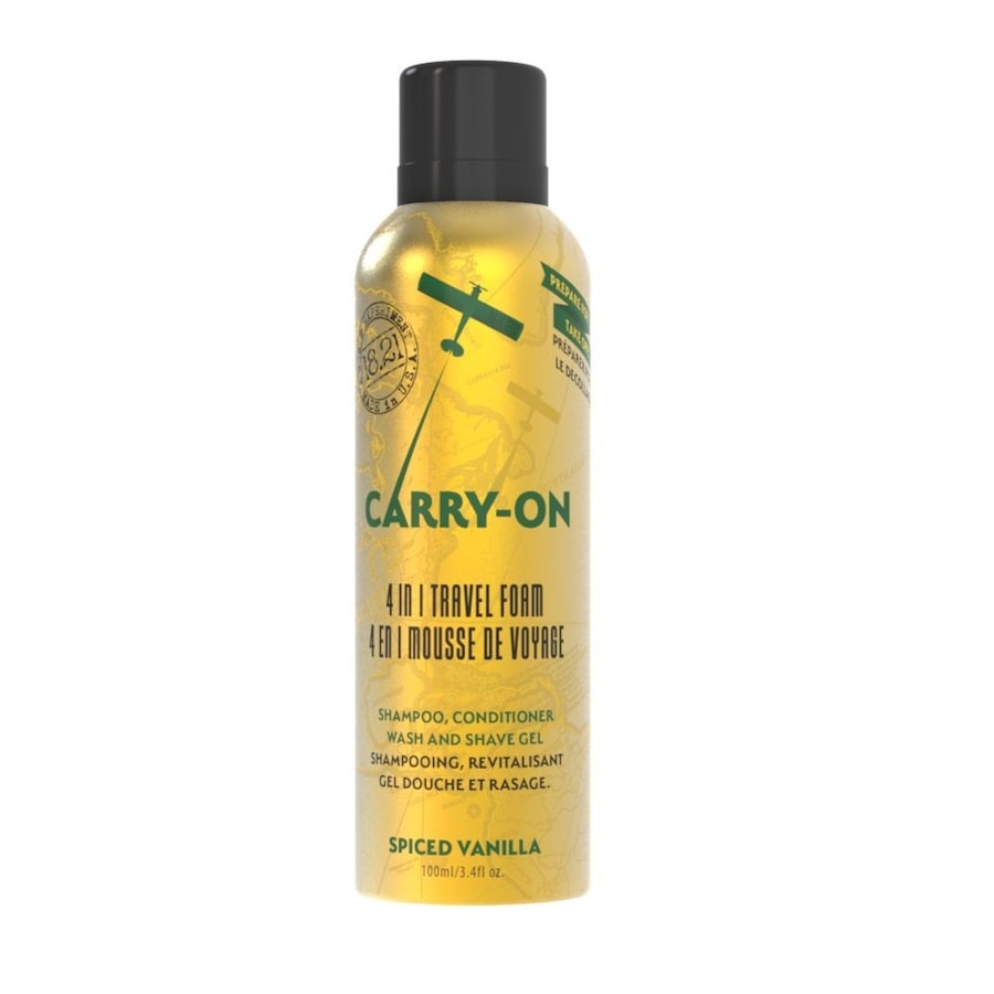 18.21 Man Made Carry On 4-1Travel Foam Spiced Vanilla Pianka wielofunkcyjna do brody, włosów i skóry Pielęgnacja brody 100 ml