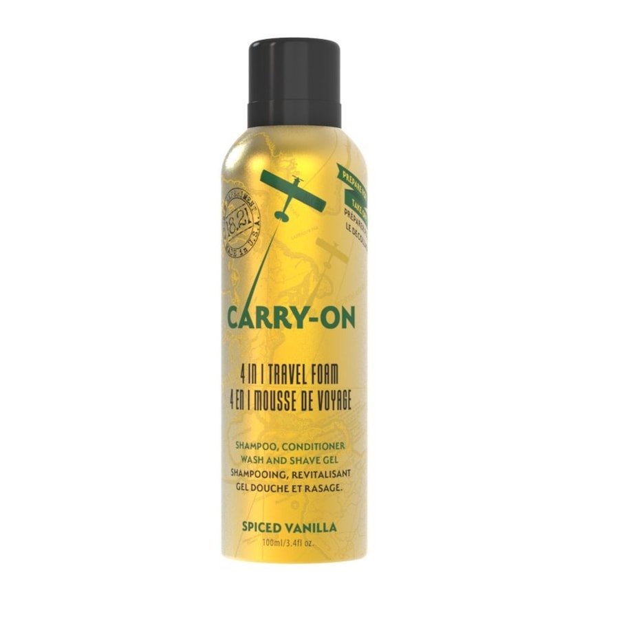 18.21 Man Made Carry On 4-1Travel Foam Spiced Vanilla Pianka wielofunkcyjna do brody, włosów i skóry Pielęgnacja brody 100 ml