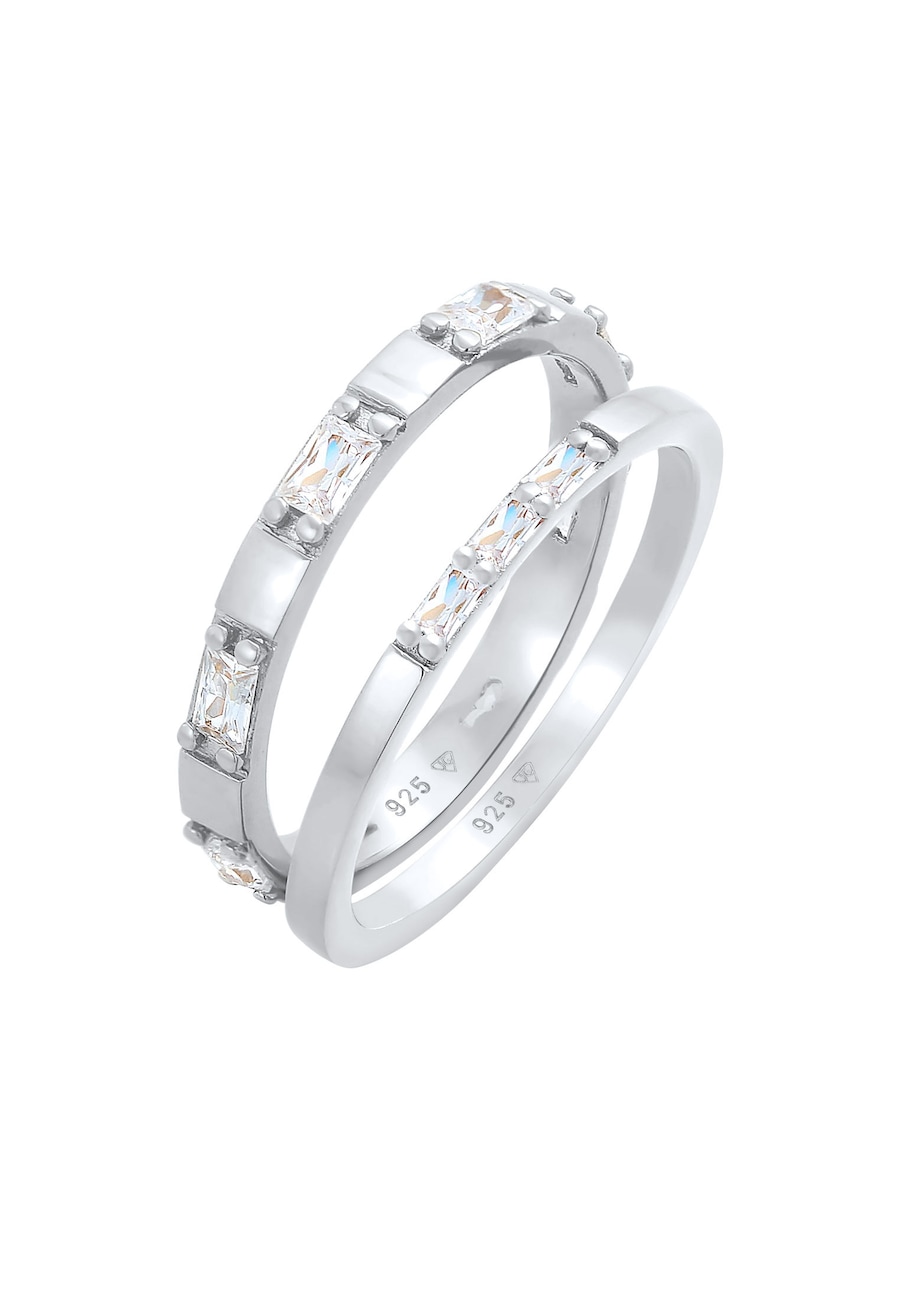 Elli Damski pierścień Duo Sparkling z cyrkonią w srebrze 925 Sterling Silver Pierścionki 1 ct