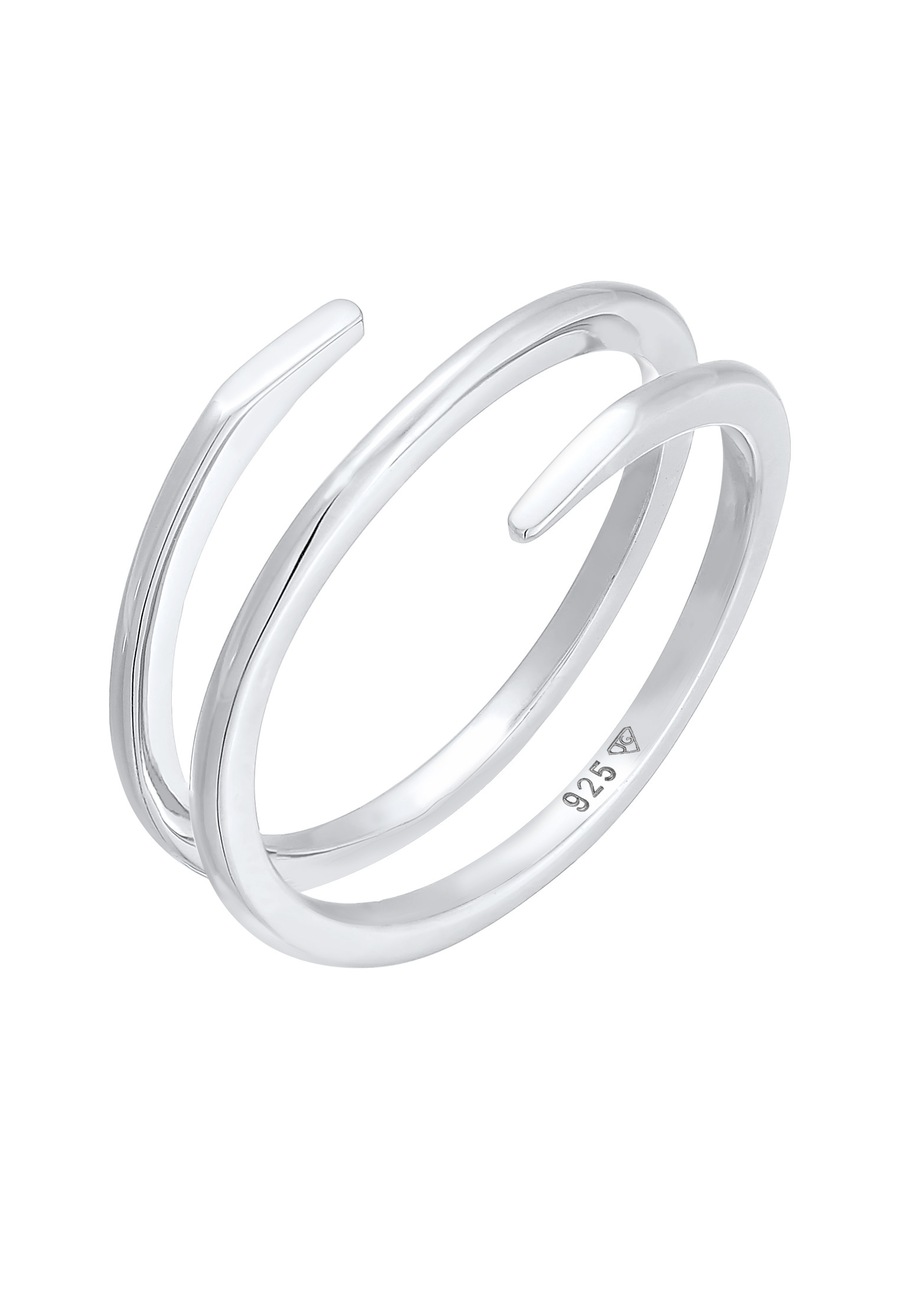 Elli Damski zawijany filigranowy Twist Trend, srebro 925 Sterling Silver Pierścionki 1 ct