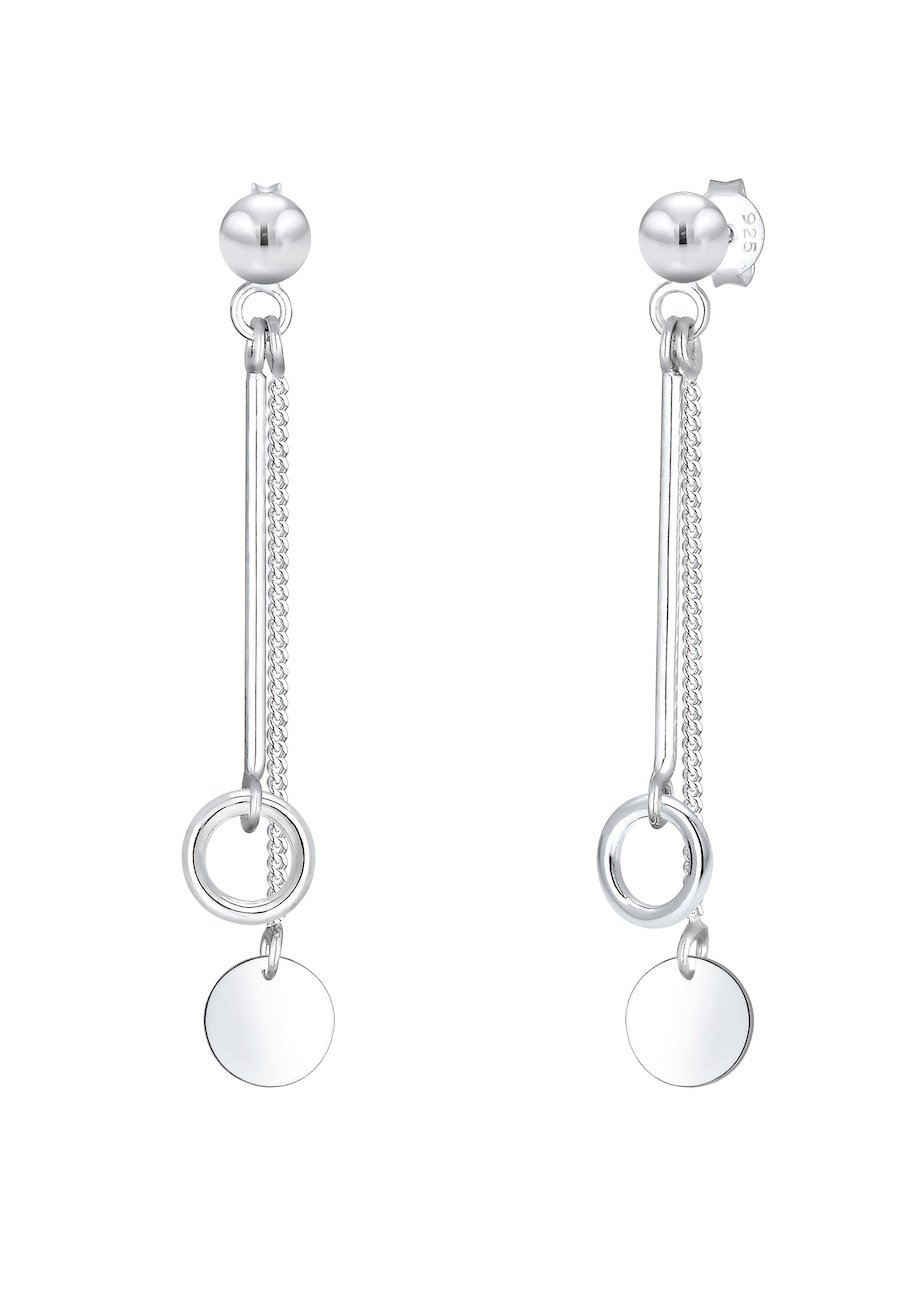 Elli Damskie kolczyki wiszące na łańcuszku Koło Geo Basic w srebrze 925 Sterling Silver Kolczyki 1 ct