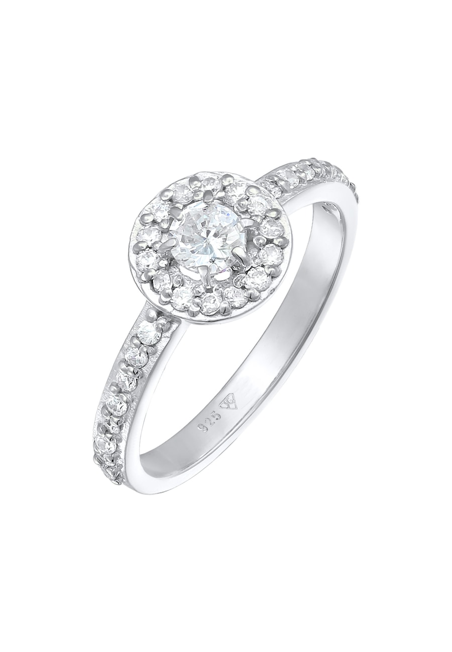 Elli Damski pierścionek zaręczynowy klasyczny z kryształami cyrkonii w srebrze próby 925 Sterling Silver Pierścionki 1 ct