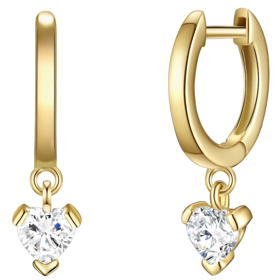 Glanzstücke München Srebrne kolczyki kreole Serce srebro wysokiej próby Cyrkonia żółte złoto Kolczyki koła 1 ct Damski