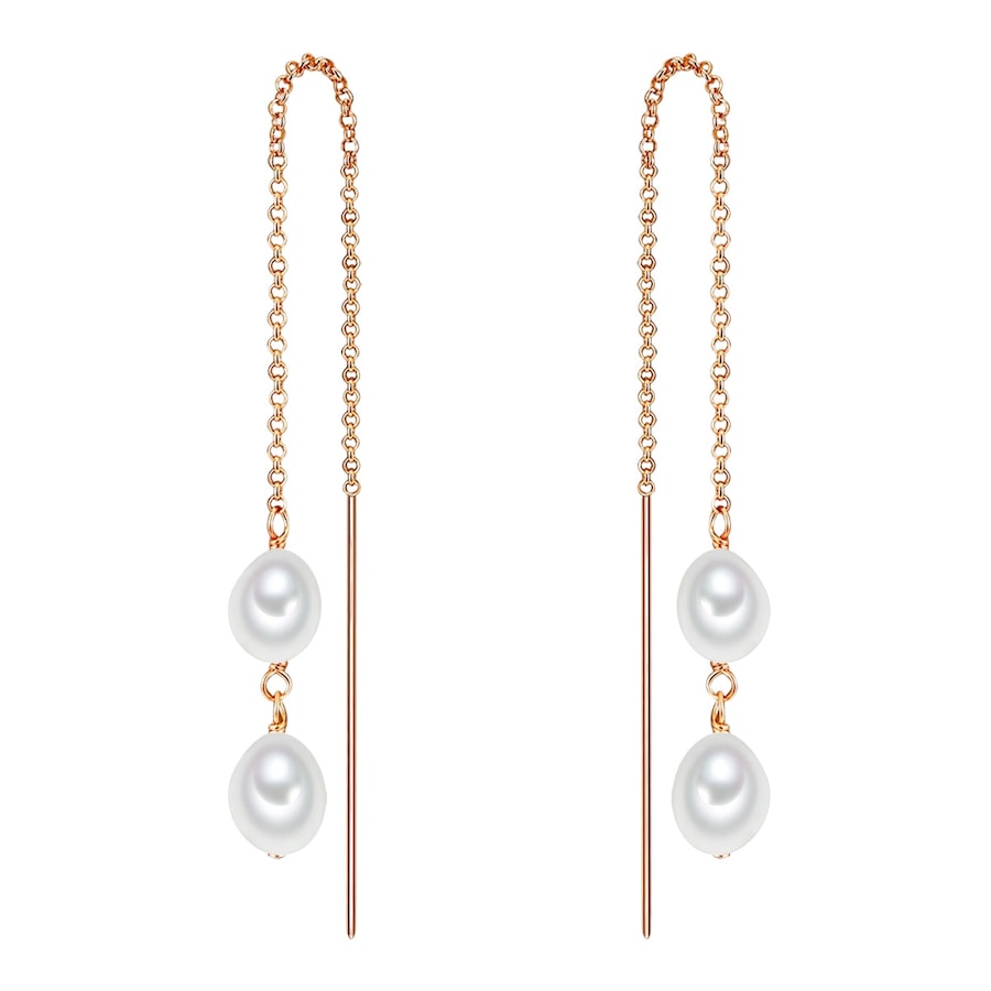 Valero Pearls Kolczyki wiszące z perłą srebro wysokiej próby Perła hodowlana słodkowodna różowe złoto 1 ct Damski