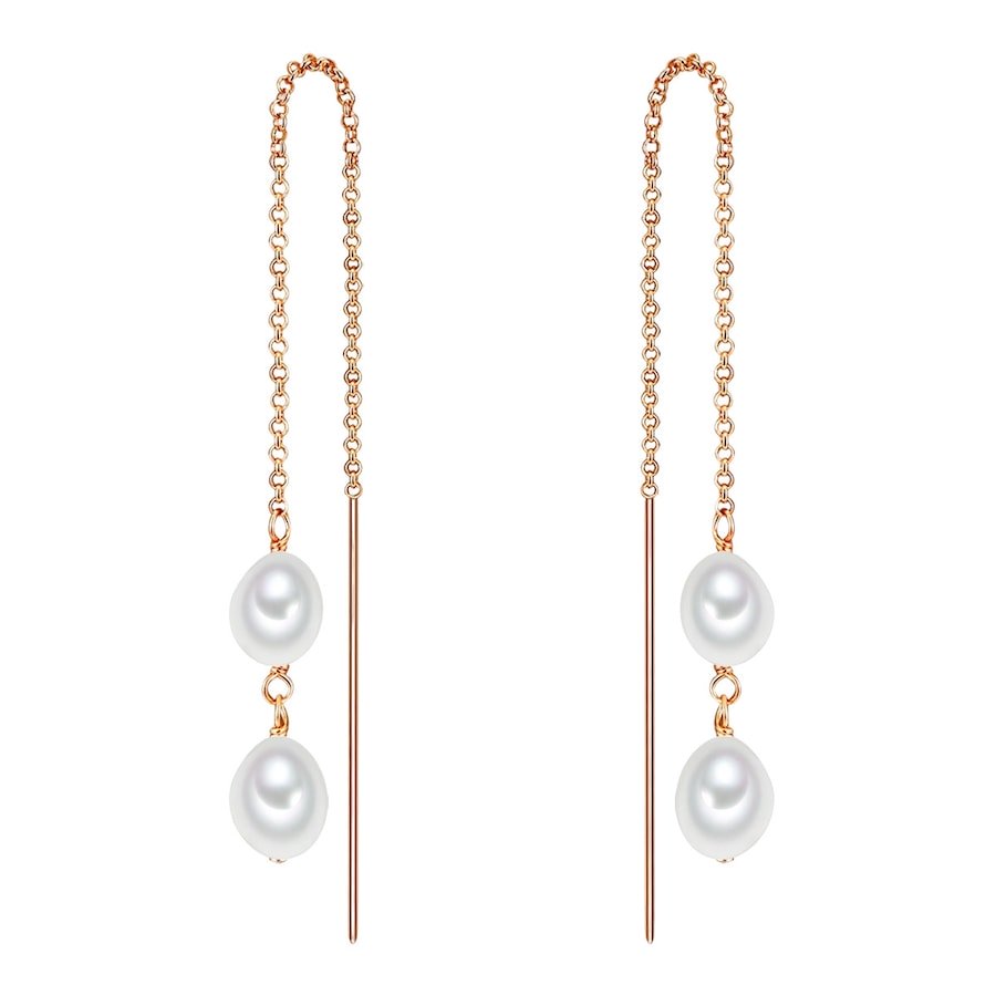 Valero Pearls Kolczyki wiszące z perłą srebro wysokiej próby Perła hodowlana słodkowodna różowe złoto 1 ct Damski