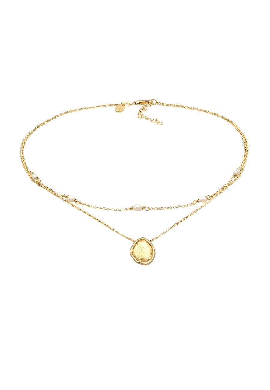 Elli PREMIUM Damski wisiorek choker z perłą hodowlana słodkowodną z pozłacanego srebra próby 925 Sterling Silver Naszyjniki 1 ct