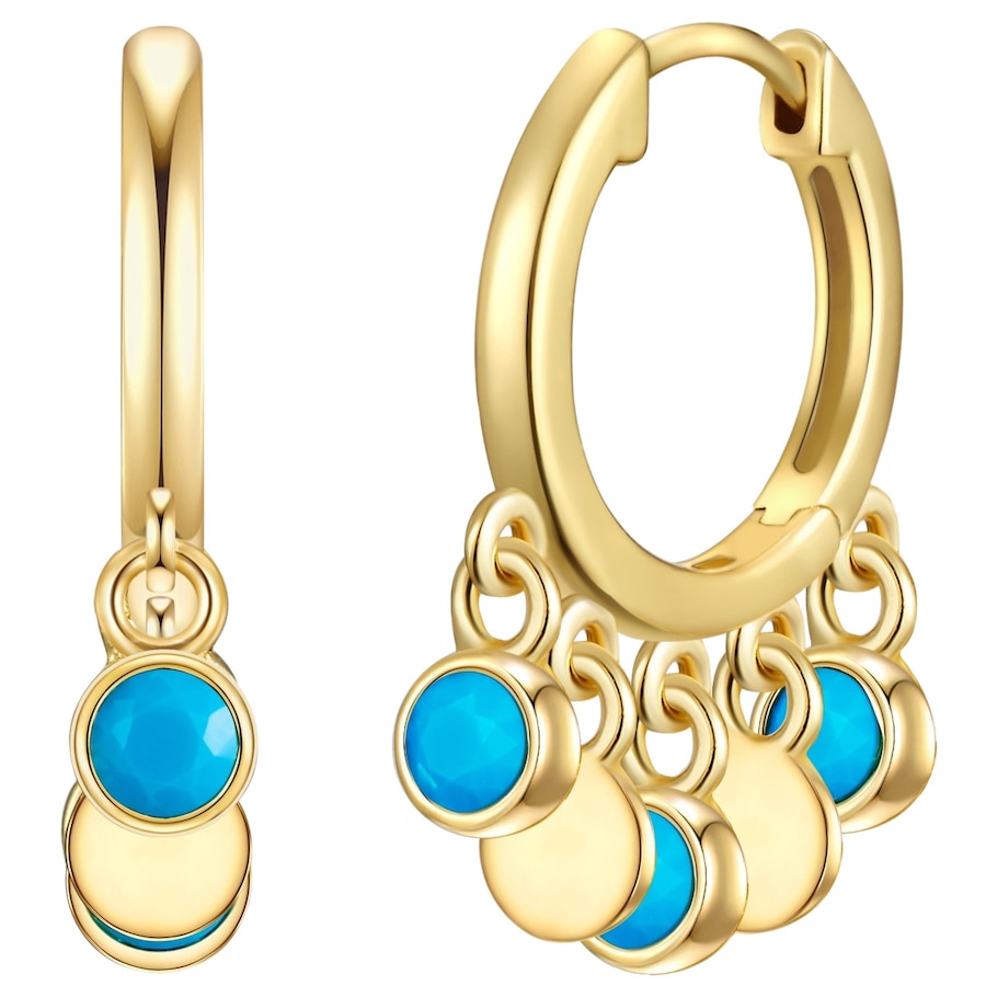 Glanzstücke München Srebrne kolczyki kreole srebro wysokiej próby turkusowy żółte złoto Kolczyki koła 1 ct Damski