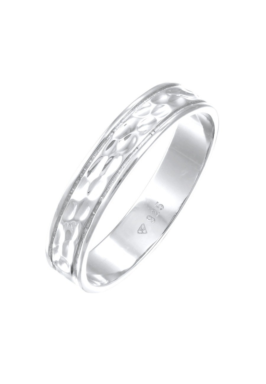 Elli PREMIUM Damska obrączka Para Partner Ślub ze strukturą w srebrze 925 Sterling Silver Pierścionki 1 ct Damski