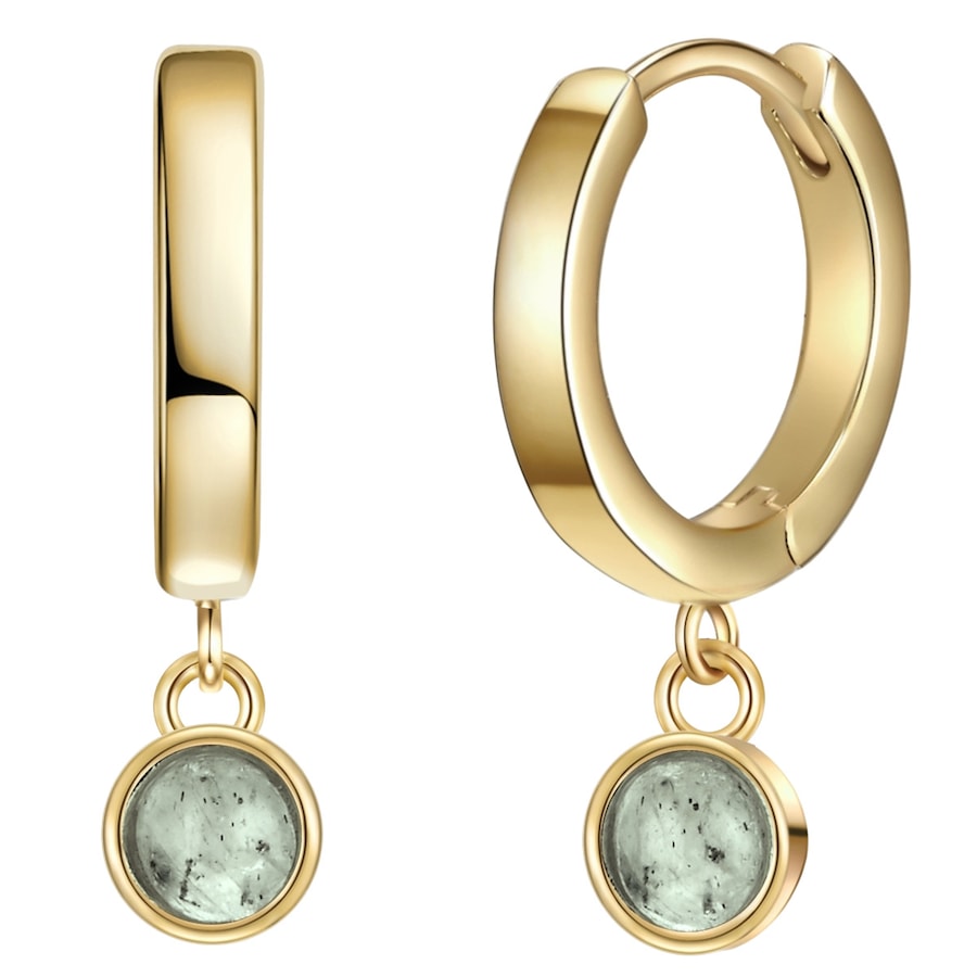 Glanzstücke München Srebrne kolczyki kreole srebro wysokiej próby Labradoryt żółte złoto Kolczyki koła 1 ct Damski