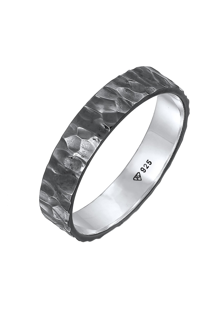 KUZZOI Męska obrączka Organic ze strukturą ze srebra próby 925 Sterling Silver Pierścionki 1 ct Męskie