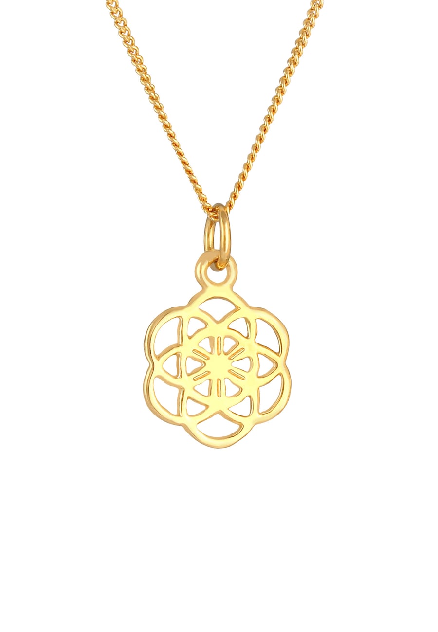 Nenalina Damy Symbol Kwiat Życia Ornament Kwiat w 925 Srebrny Złoty Pozłacany Naszyjniki 1 ct Damski
