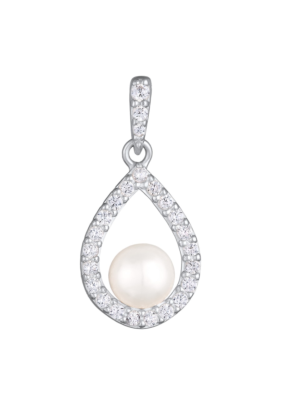 Nenalina Damski wisiorek z perłą hodowlaną słodkowodną i cyrkoniami, wykonany ze srebra próby 925 Sterling Silver Wisiorki 1 ct