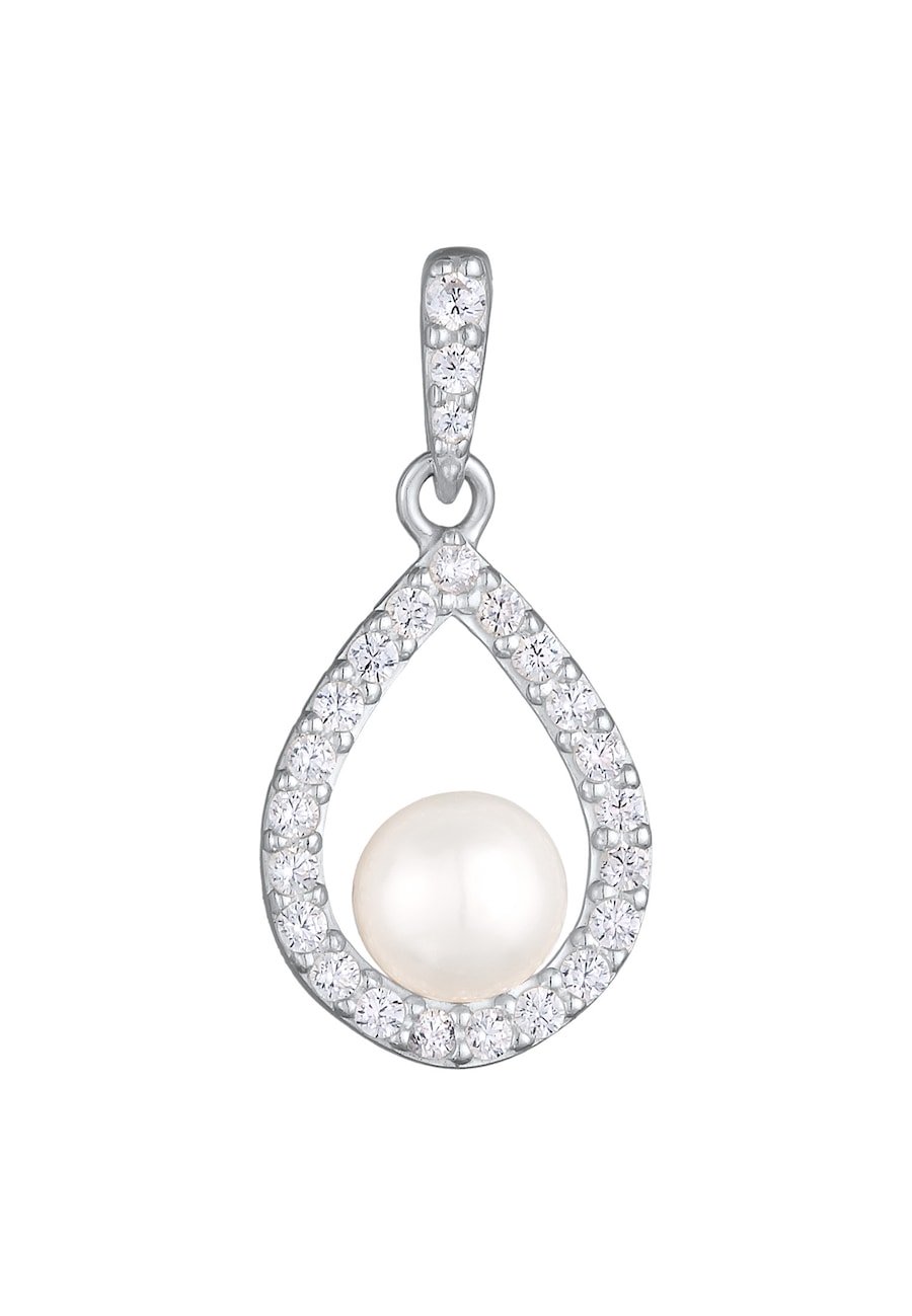 Nenalina Damski wisiorek z perłą hodowlaną słodkowodną i cyrkoniami, wykonany ze srebra próby 925 Sterling Silver Wisiorki 1 ct