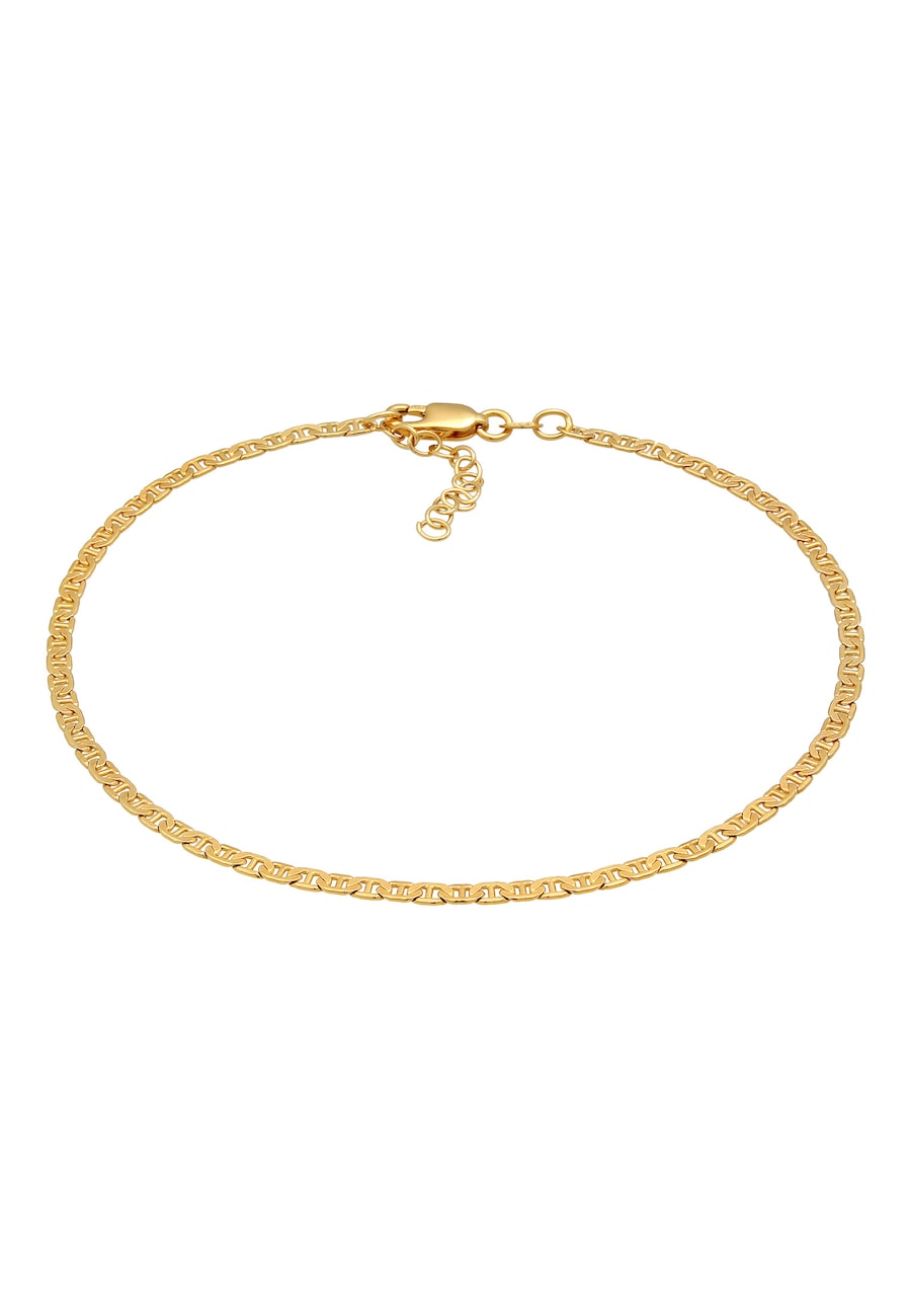 Elli Damski łańcuszek pancerka Basic regulowany w srebrze 925 Sterling Silver Bransoletki na nogę 1 ct