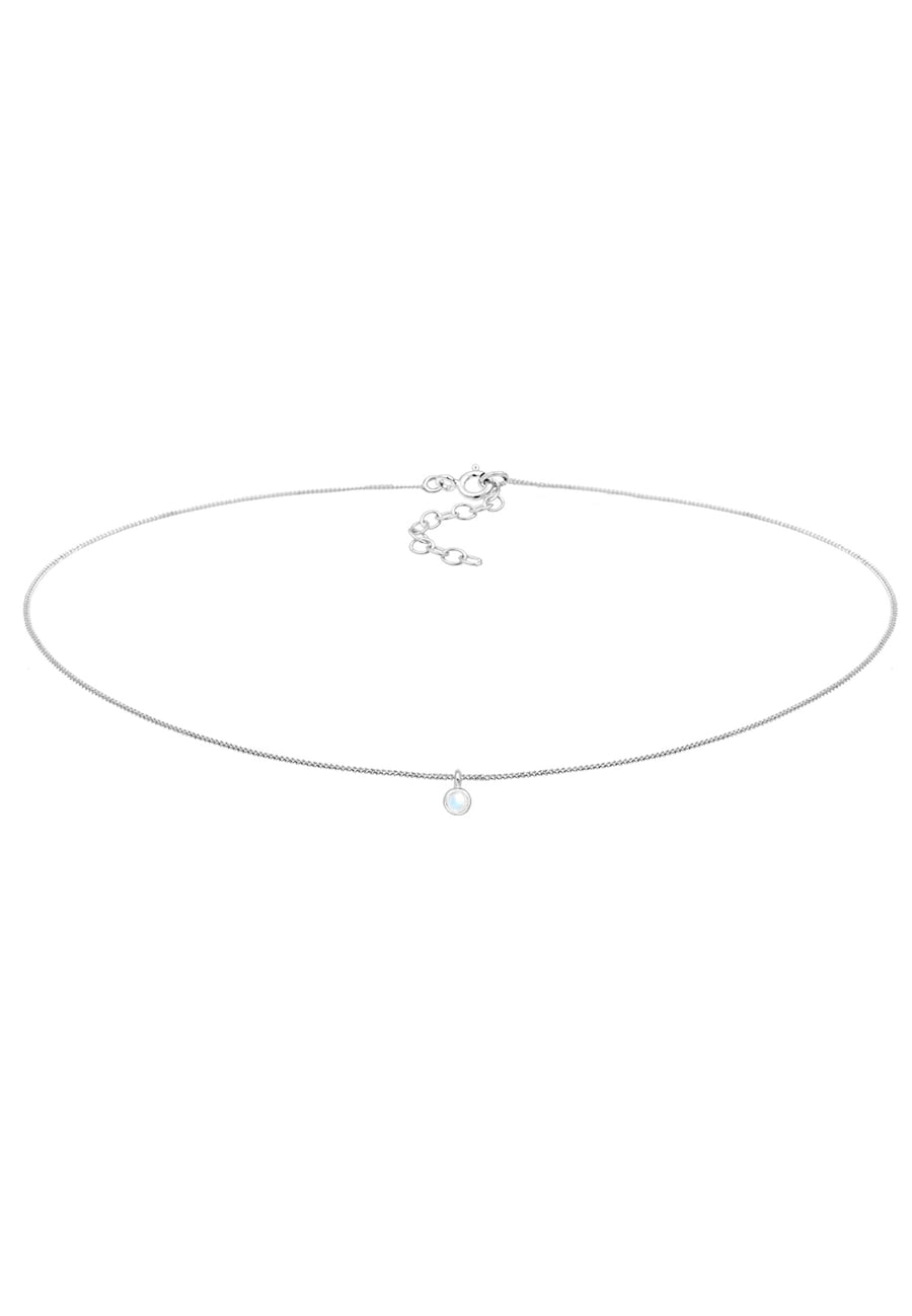 Elli Damski wisiorek choker Geo z kamieniem księżycowym, srebro 925 Sterling Silver Naszyjniki 1 ct