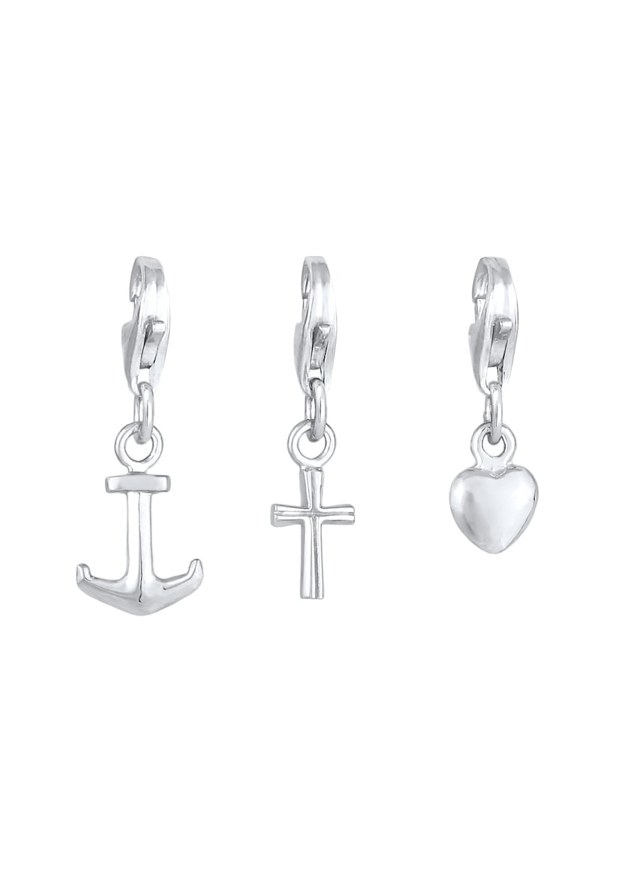 Nenalina Ladies Charm Cross Heart Anchor Love Faith Set in 925 Sterling Silver Kolczyki koła 1 ct Damski
