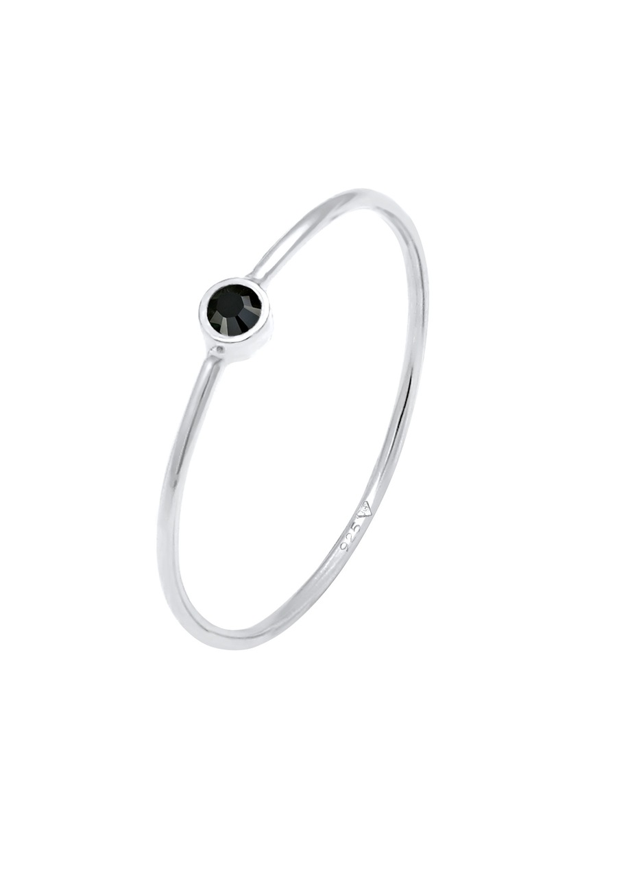 Elli Damski do łączenia minimalistyczny filigranowy z kryształami w srebrze 925 Sterling Silver Pierścionki 1 ct