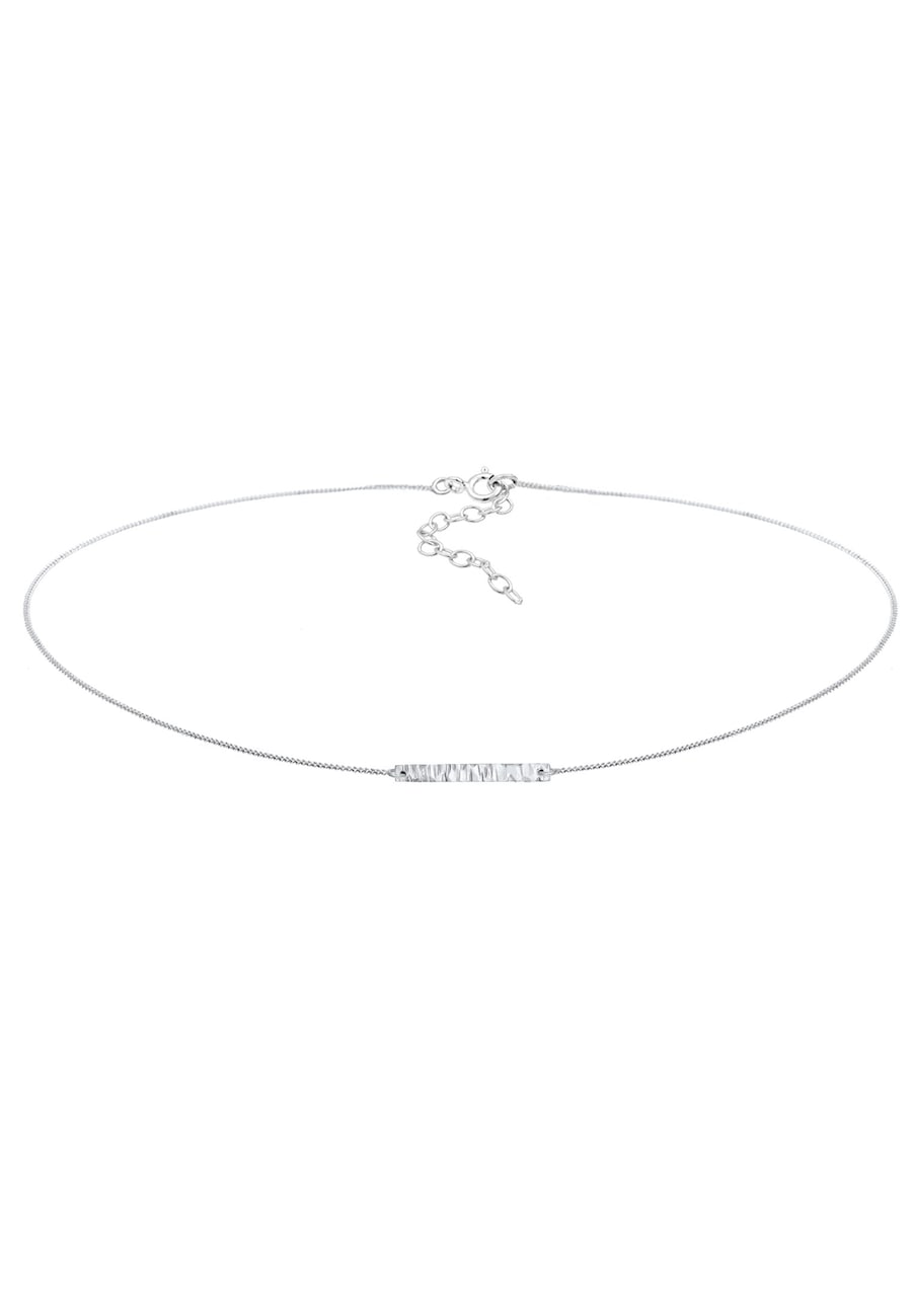 Elli Damski Choker prostokątny podłużny młotkowany Geo Look w srebrze 925 Sterling Silver Naszyjniki 1 ct