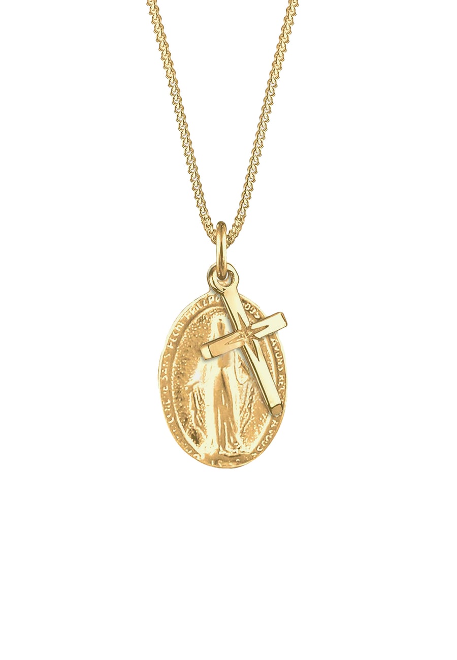 Elli Damski wizerunek Matki Boskiej Krzyż zawieszka duchowa w srebrze próby 925 Sterling Silver Naszyjniki 1 ct