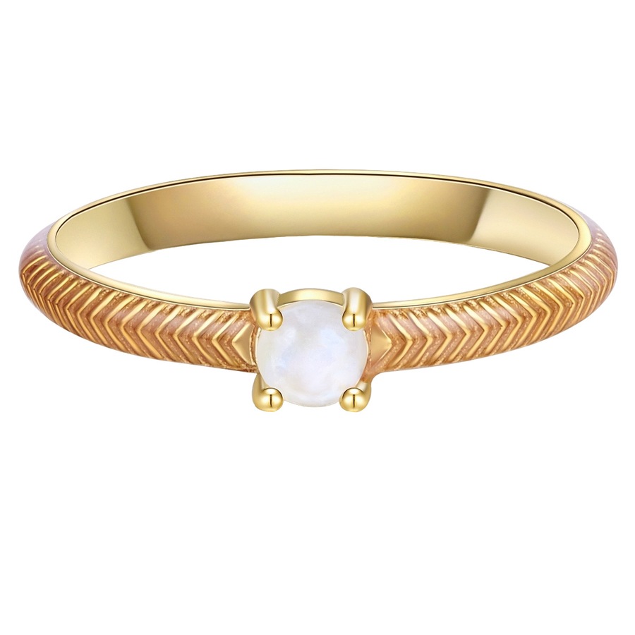 Glanzstücke München Srebrny pierścionek srebro wysokiej próby Kamień księżycowy żółte złoto Pierścionki 1 ct Damski