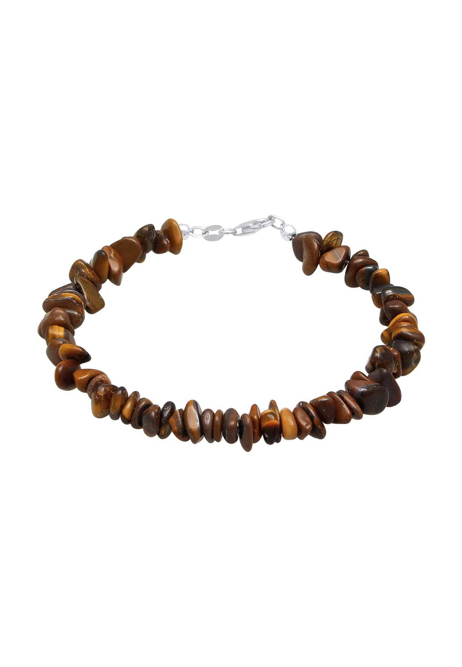 KUZZOI Męska bransoletka Boho ze szlachetnym kamieniem oko tygrysie w srebrze próby 925 Sterling Silver Biżuteria męska 1 ct Męskie