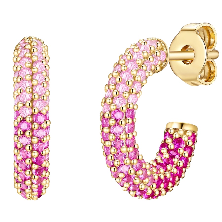 Glanzstücke München Srebrne kolczyki kreole srebro wysokiej próby Cyrkonia żółte złoto Kolczyki koła 1 ct Damski