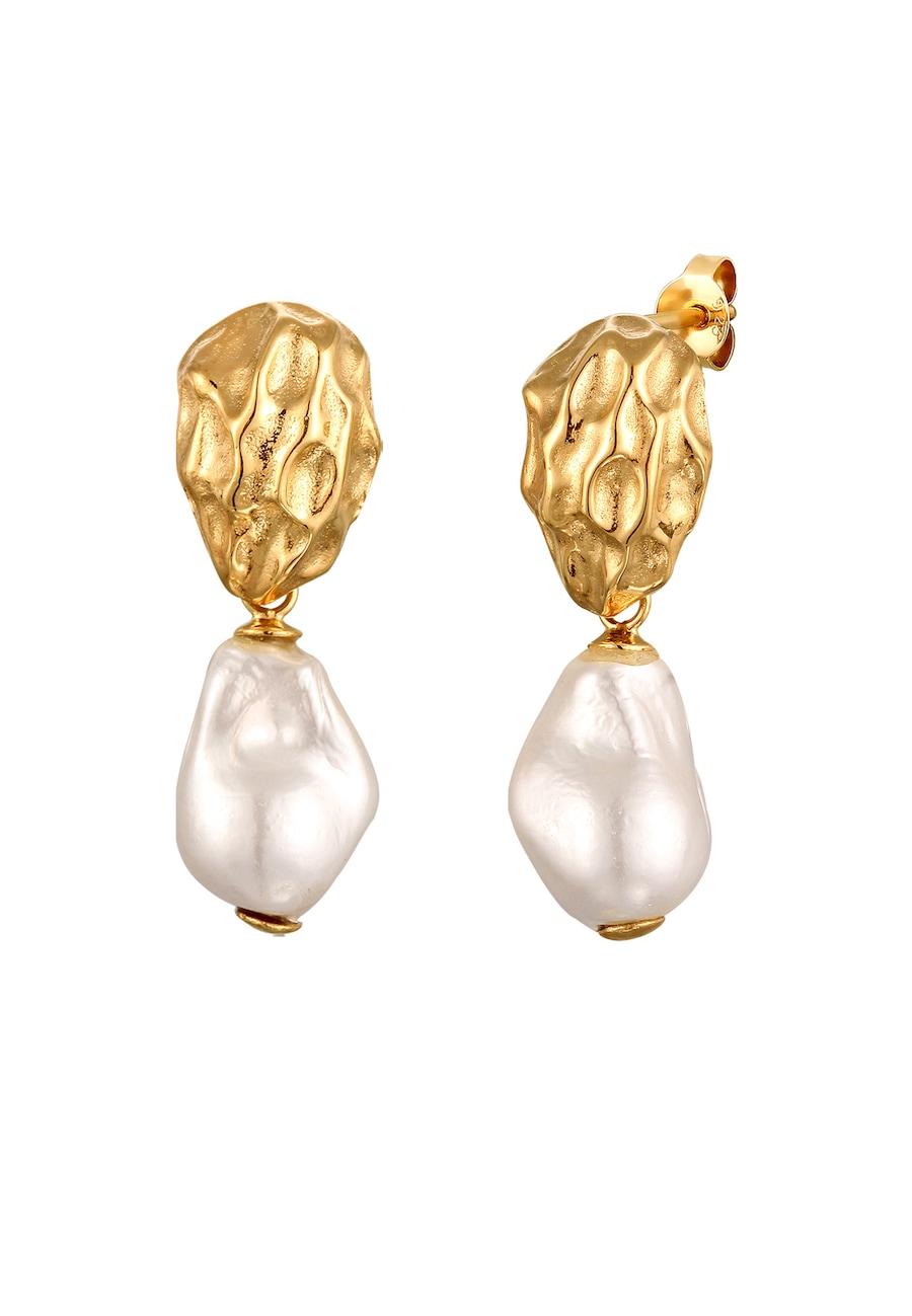 Elli Elli Kolczyki Sztyfty Damskie Perły Muszle Białe 925 Sterling Silver Pozłacane Stroje Wieczorowe Złoto 1 ct