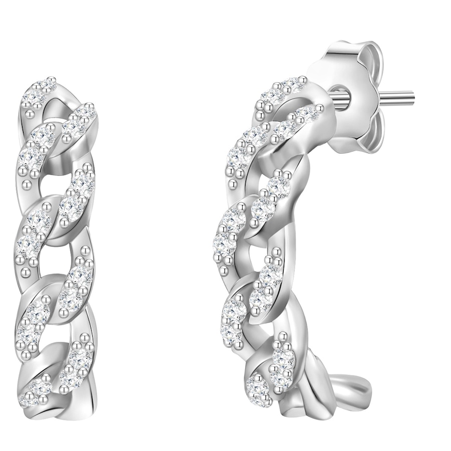 Glanzstücke München Srebrne kolczyki kreole srebro wysokiej próby Cyrkonia srebrny Kolczyki koła 1 ct Damski