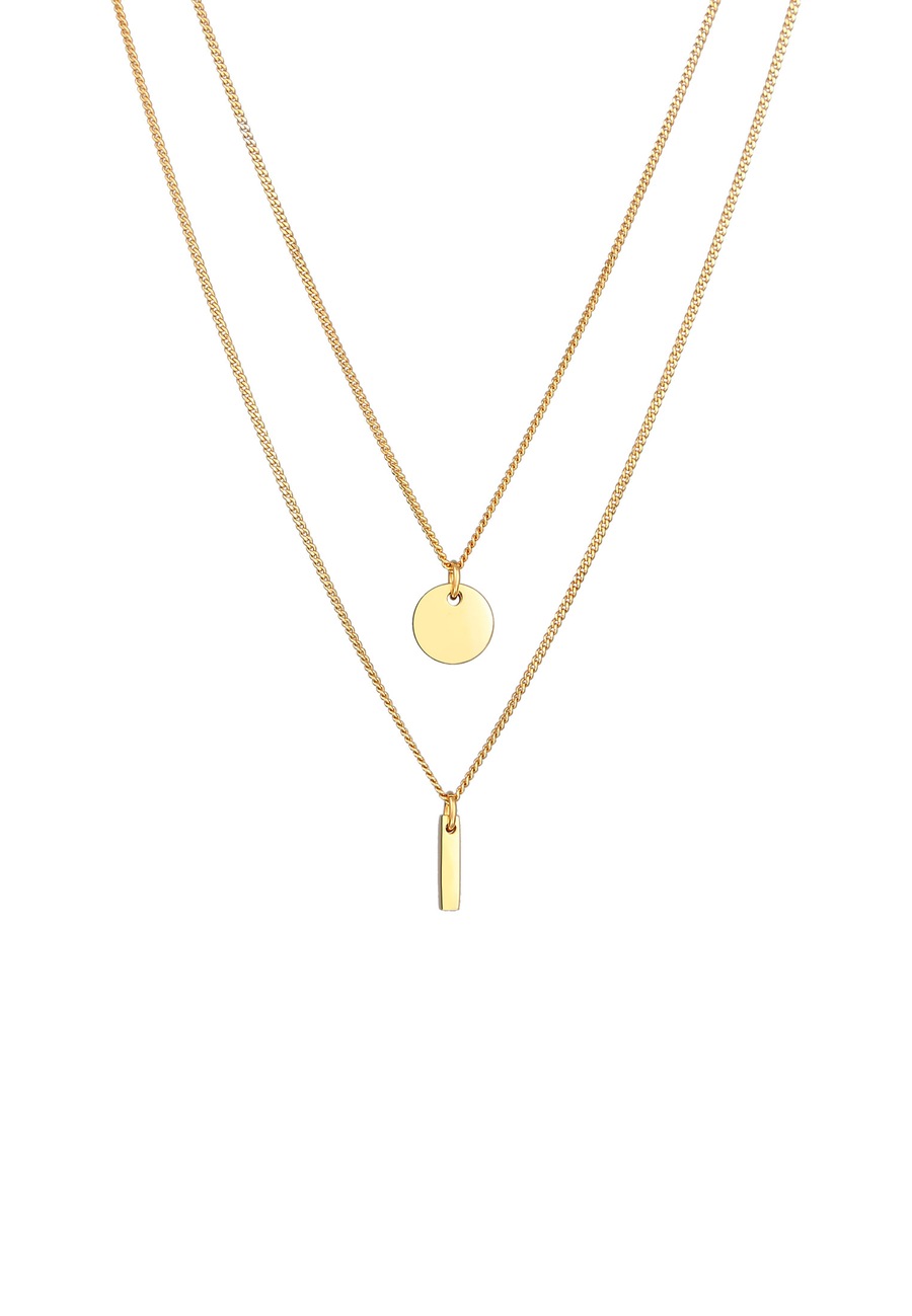 Elli Damska zawieszka z kółkiem płytką Geo z pozłacanego srebra próby 925 Sterling Silver Naszyjniki 1 ct Damski