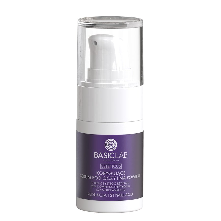 BasicLab BASICLAB COSMETOLOGY ESTETICUS KORYGUJĄCE SERUM POD OCZY 0,03% CZYSTEGO RETINALU 20% KOMPLEKSU PEPTYDÓW CZYNNIKI WZROSTU REDUKCJA I STYMULACJ