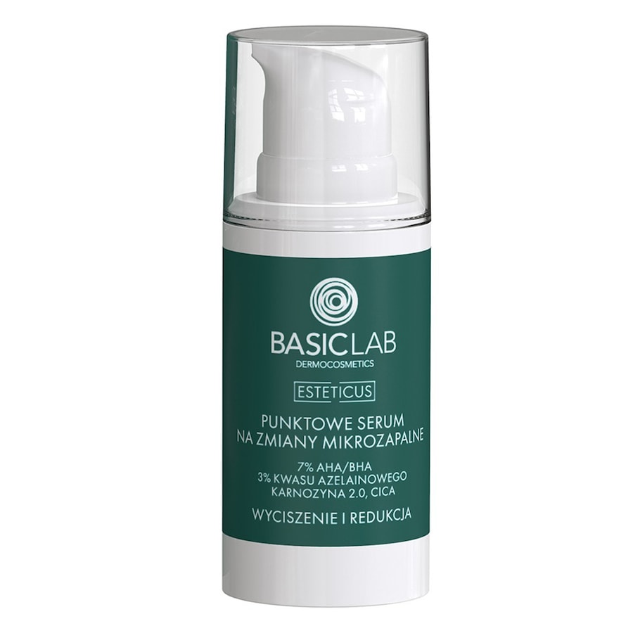 BasicLab PUNKTOWE SERUM NA ZMIANY MIKROZAPALNE Z 7% AHA/BHA, 3% KWASU AZELAINOWEGO I LAKTOFERYNĄ 15ML Pielęgnacja Anti-Acne 15 ml
