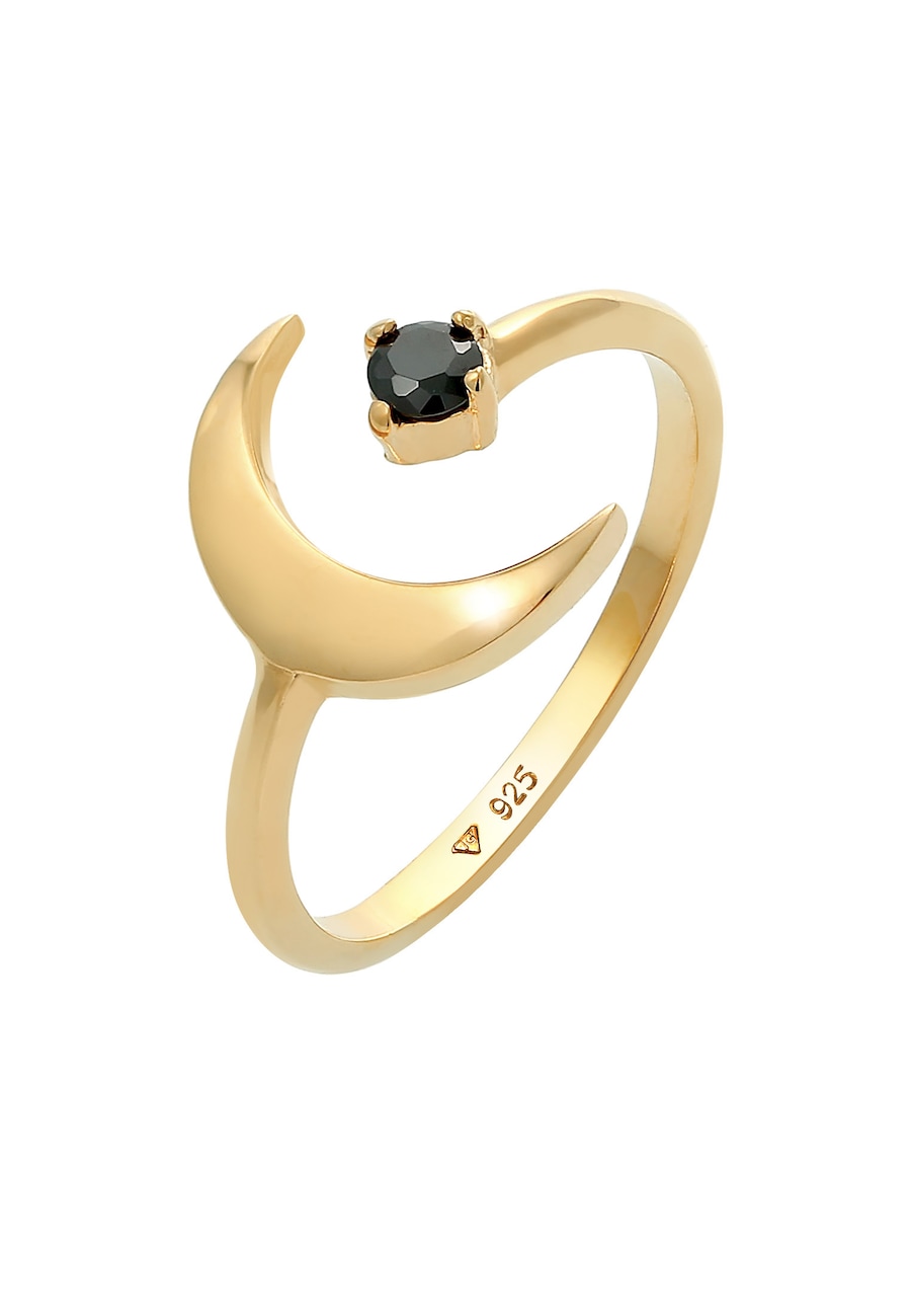 Elli Damski półksiężyc Astro Open Black z cyrkoniami w srebrze próby 925 Sterling Silver Pierścionki 1 ct
