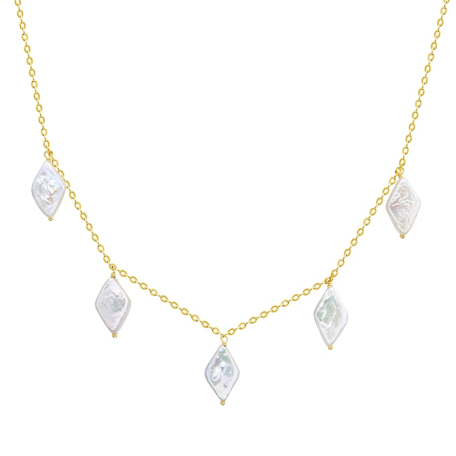 Valero Pearls Naszyjnik z pereł srebro wysokiej próby Perła hodowlana słodkowodna żółte złoto Naszyjniki 1 ct Damski