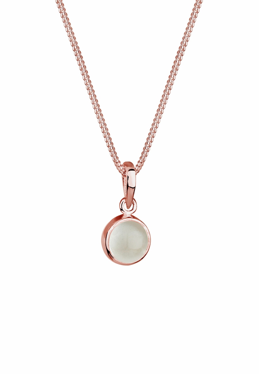Elli Damski wisiorek okrągły z kamieniem księżycowym srebro 925 Sterling Silver Naszyjniki 1 ct