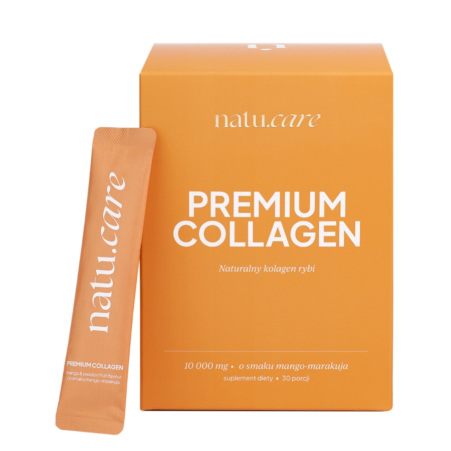 Natu Care Kolagen premium 10000 mg o smaku mango-marakuja Piękne włosy 30 ct