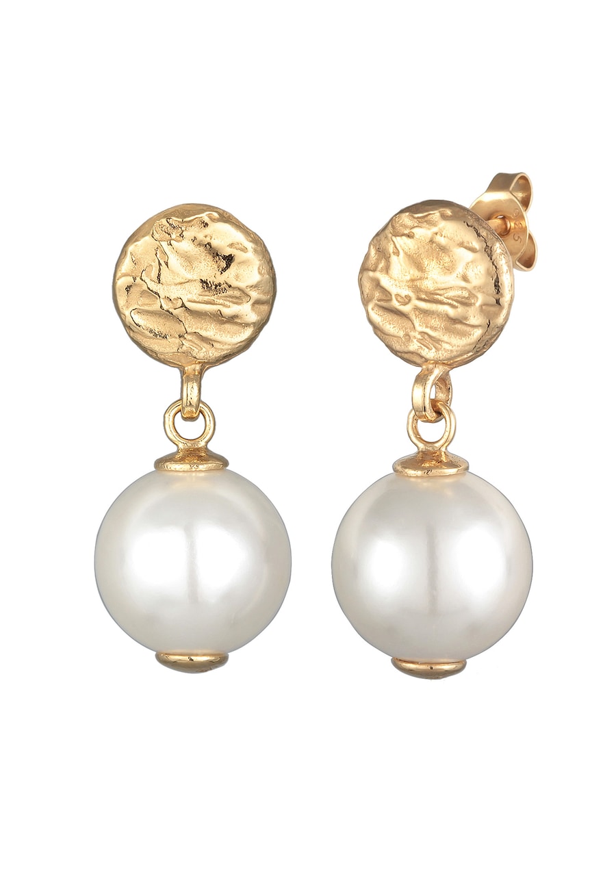 Elli Damskie kolczyki z perłą w muszli z pozłacanego srebra próby 925 Sterling Silver Kolczyki 1 ct