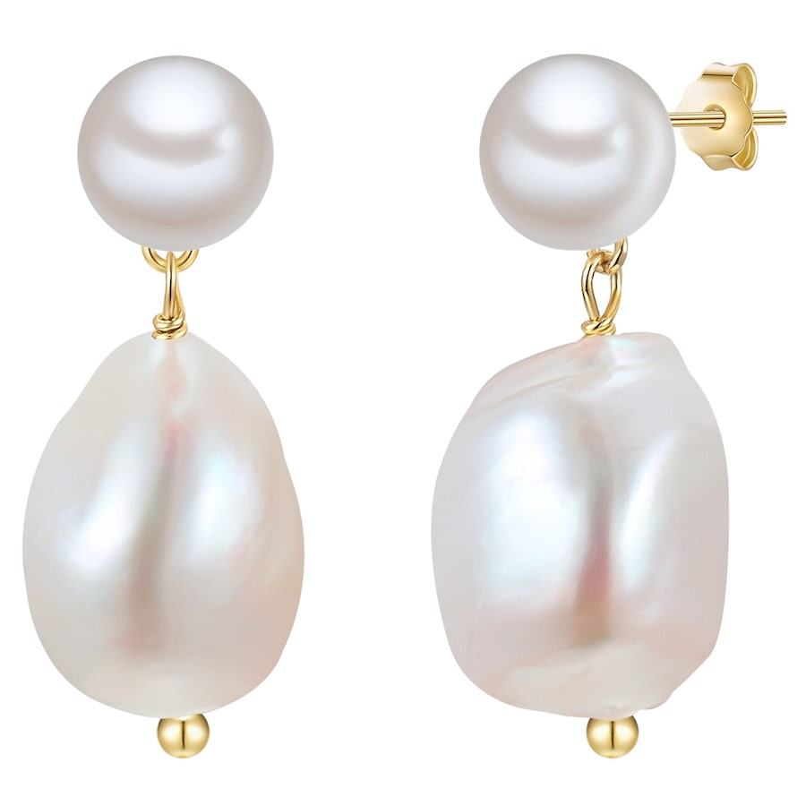 Glanzstücke München Kolczyki wiszące srebrne srebro wysokiej próby Perła hodowlana słodkowodna żółte złoto 1 ct Damski