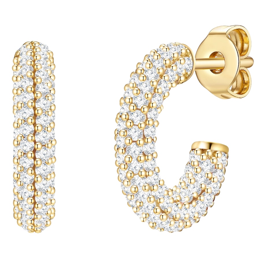 Glanzstücke München Srebrne kolczyki kreole srebro wysokiej próby Cyrkonia żółte złoto Kolczyki koła 1 ct Damski