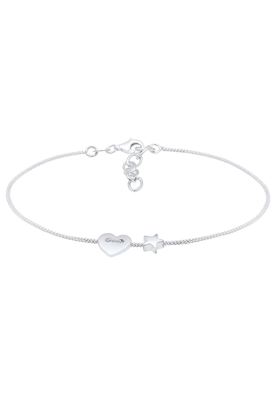 Elli Damski pierścionek z sercem i gwiazdami Astro Filigree ze srebra próby 925 Sterling Silver Bransoletki 1 ct