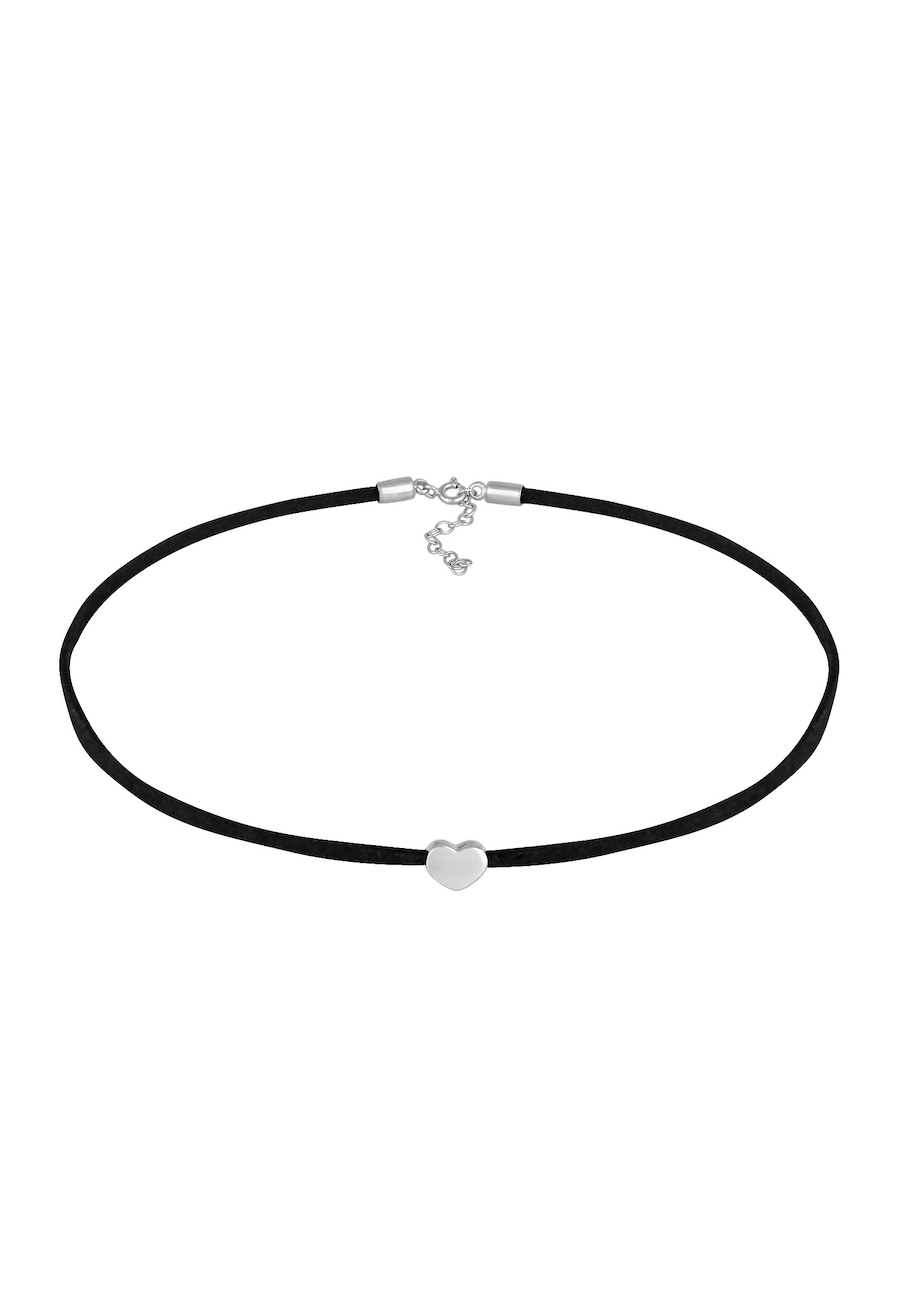 Elli Damski choker serce symbol miłości z satyną ze srebra próby 925 Sterling Silver Naszyjniki 1 ct