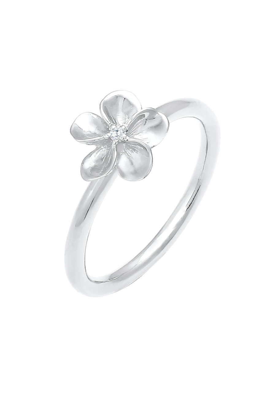 Nenalina Damski Bandring Frangipani Flower Flower z kryształami cyrkonu w 925 Sterling Silver Pierścionki 1 ct