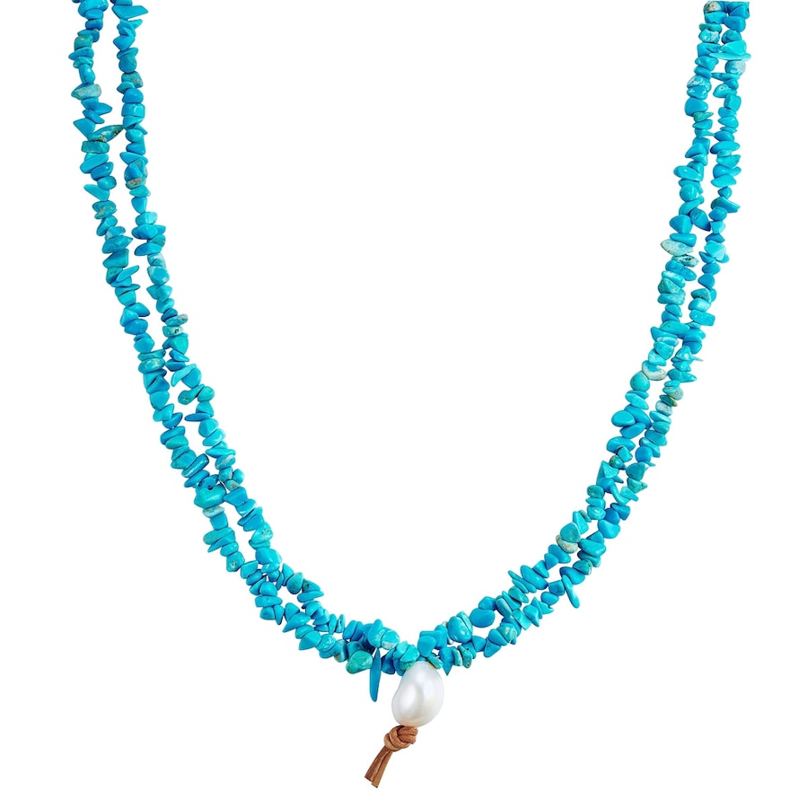 Valero Pearls Naszyjnik z kamieni szlachetnych srebro wysokiej próby Turkusowy (rek.) Perła hodowlana słodkowodna srebrny Naszyjniki 1 ct Damski