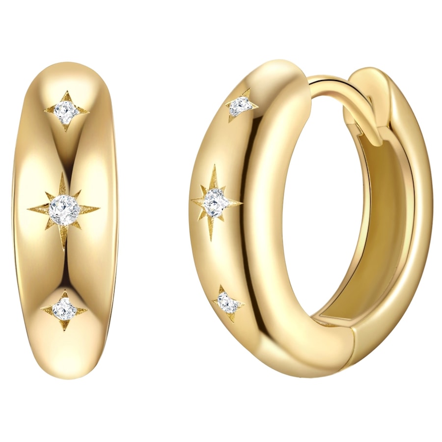 Glanzstücke München Kolczyki Gwiazda z Srebro wysokiej próby w Żółte złoto Kolczyki koła 1 ct Damski