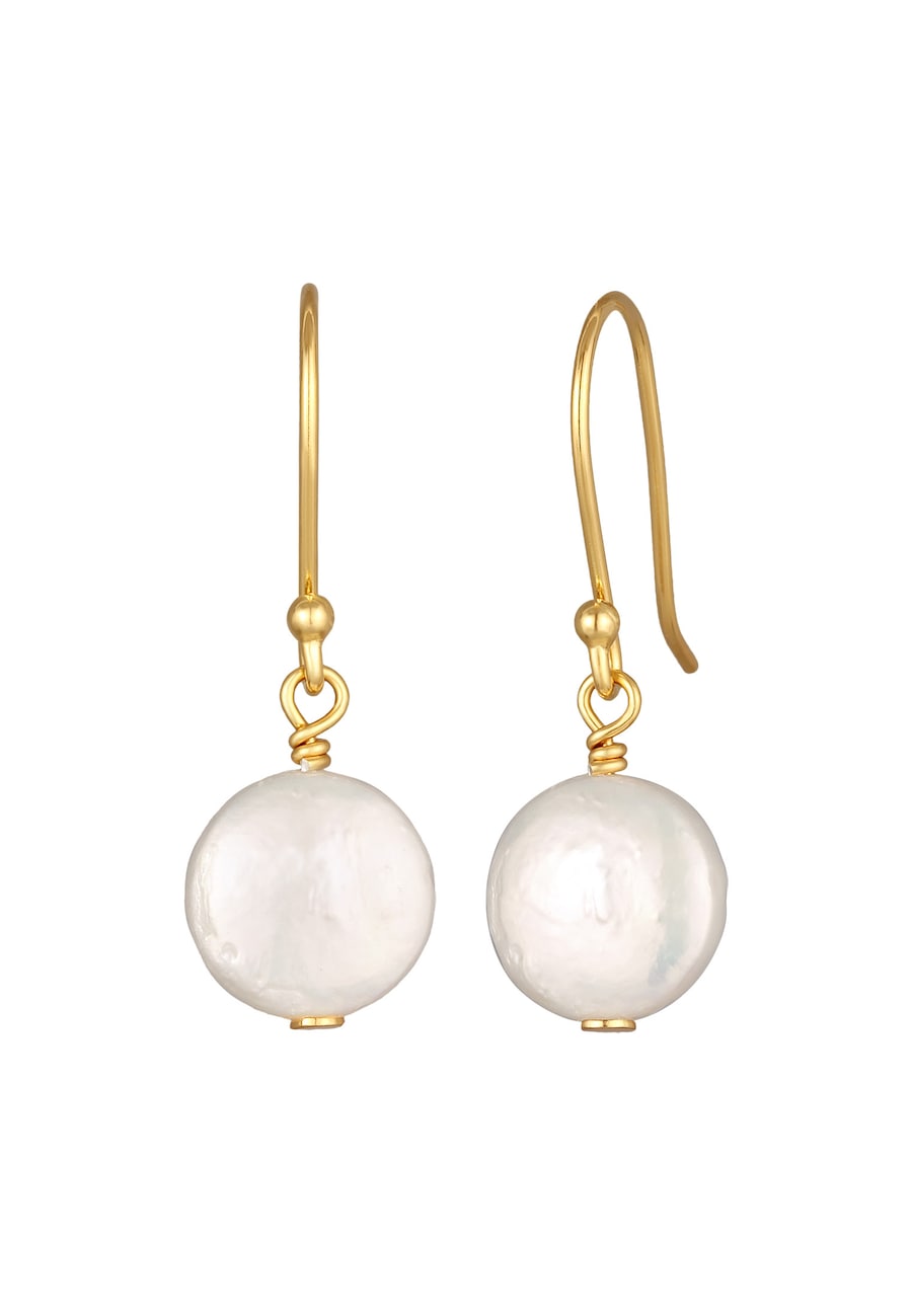 Elli Damskie kolczyki barokowe z perłą hodowlaną słodkowodną z pozłacanego srebra próby 925 Sterling Silver Kolczyki 1 ct