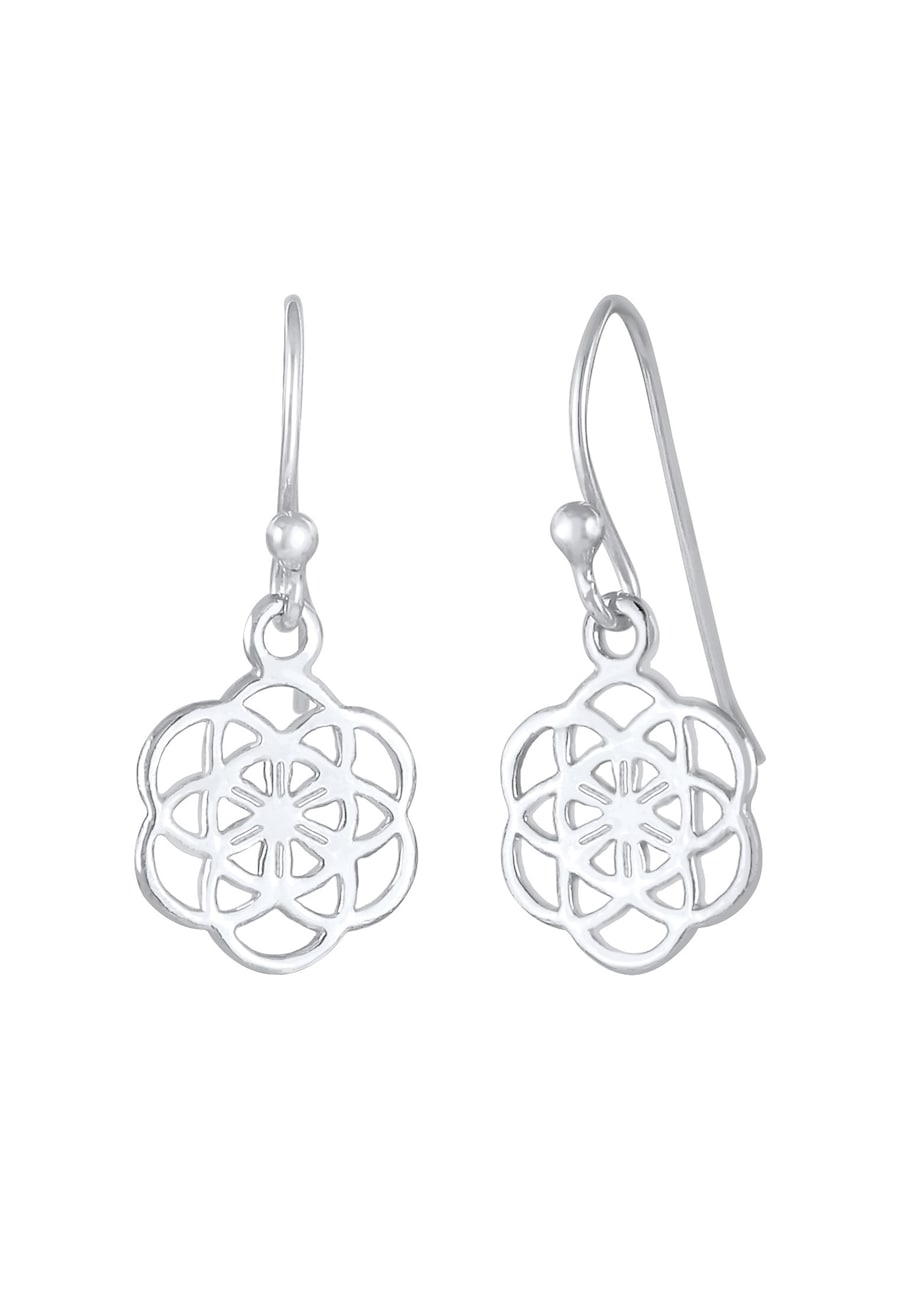 Nenalina Damski Wieszak Kwiat Życia Ornament z 925 sztuk srebra szterlingów Kolczyki 1 ct