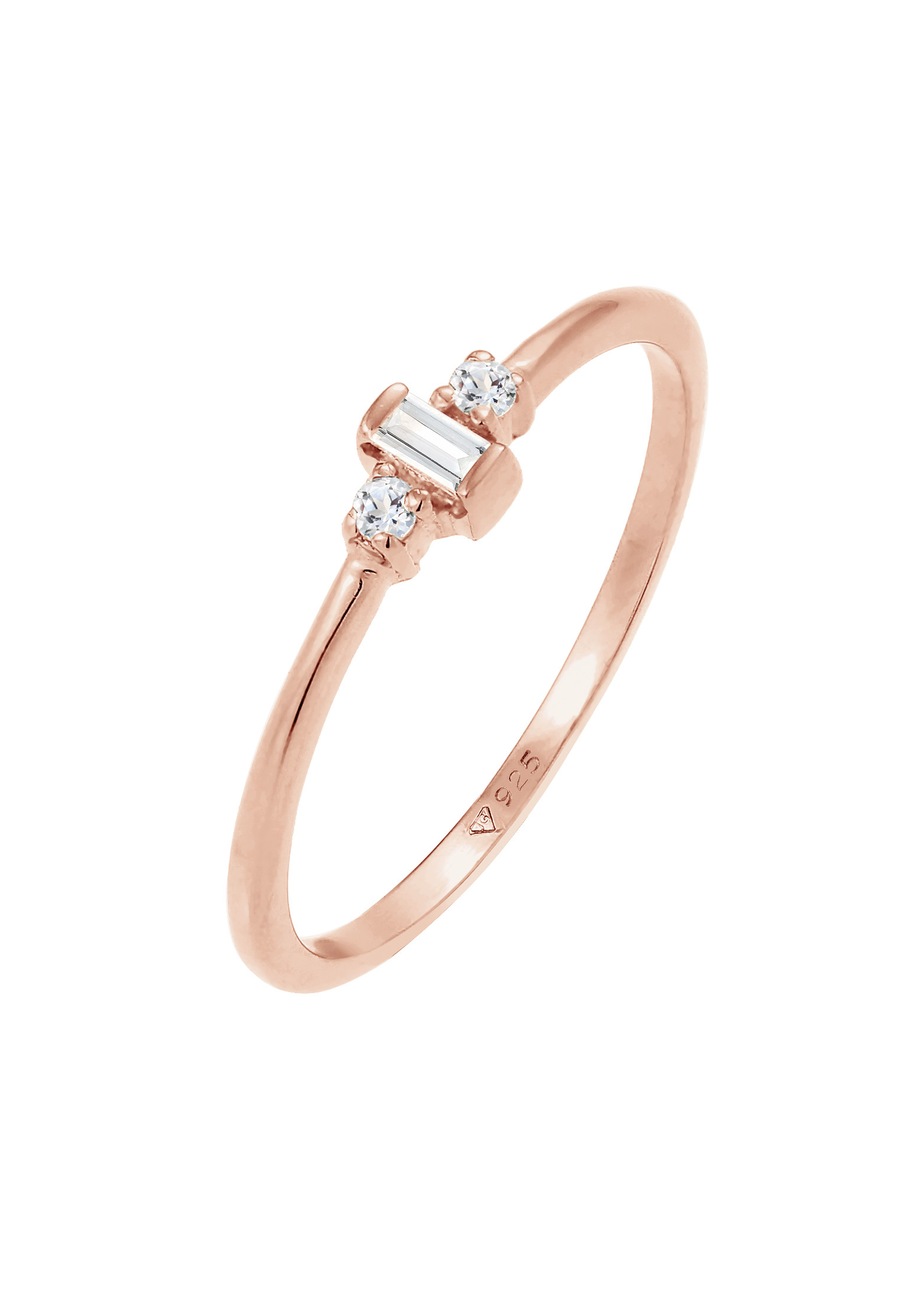 Elli PREMIUM Damski soliter zaręczyny filigranowy z topazem w pozłacanym srebrze 925 Sterling Silver Pierścionki 1 ct